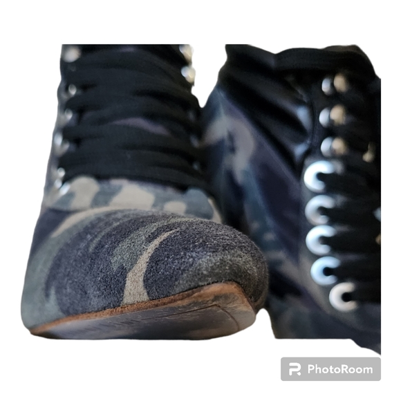 GIANNI BINI Jarret Green/Black Camo Print Suede Lace-up Booties Size 6 - Picture 15 of 16